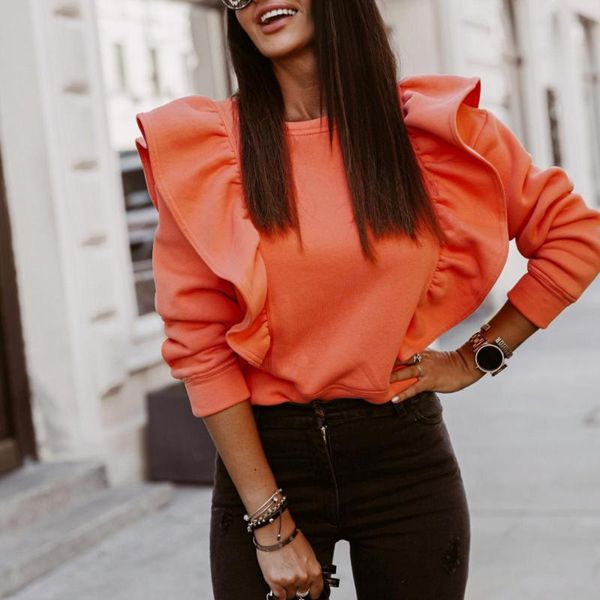 women's blouses & shirts spring autumn o neck ruffle blouse elegant office lady long sleeve thick pullover casual women blusa, White
women's blouses & shirts spring autumn o neck ruffle blouse elegant office lady long sleeve thick pullover casual women blusa, White