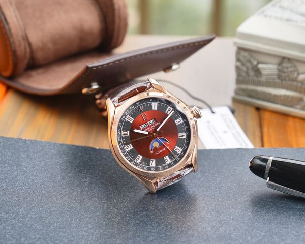 sapphire glass mirror stainless steel case ceramic ring mouth automatically removes leather strap 2460qcl/1 multi-functional movement man�, Slivery;brown
sapphire glass mirror stainless steel case ceramic ring mouth automatically removes leather strap 2460qcl/1 multi-functional movement man�, Slivery;brown