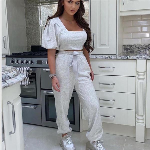 autumn two pieces sets women vintage square collar puff sleeve crop amp length pants trousers women casual outwear suits, Gray
autumn two pieces sets women vintage square collar puff sleeve crop amp length pants trousers women casual outwear suits, Gray