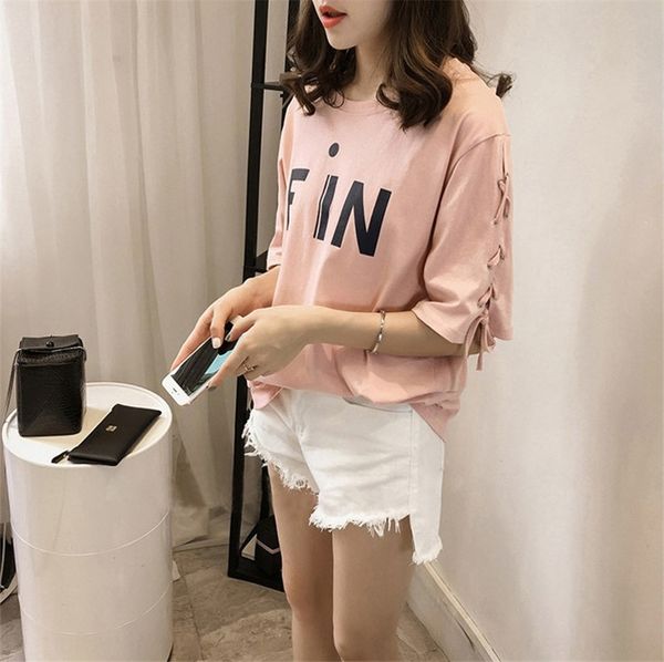 2019 summ t-shirter korean women's t-shirt loose bandage half sleeve letter short sleeve t-shirt women 200kg fat mm aorha, White
2019 summ t-shirter korean women's t-shirt loose bandage half sleeve letter short sleeve t-shirt women 200kg fat mm aorha, White
