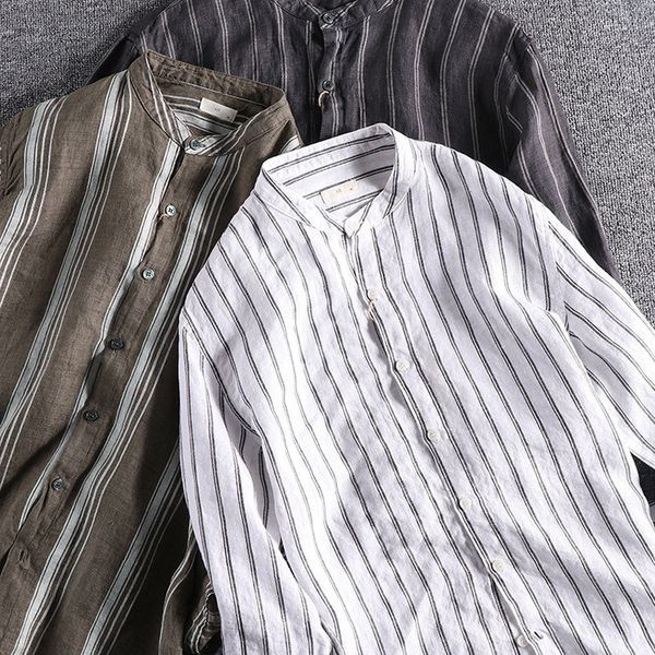 2021 new casual linen fabric fashion striped breathable and comfortable shirts men's three quarter sleeve stand-up collar shirt 5ek9, White;black
2021 new casual linen fabric fashion striped breathable and comfortable shirts men's three quarter sleeve stand-up collar shirt 5ek9, White;black