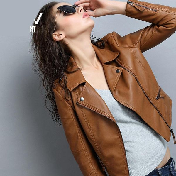 2019 pu spring and autumn clothing female short coat design slim motorcycle leather clothing sheepskin jacket, Black
2019 pu spring and autumn clothing female short coat design slim motorcycle leather clothing sheepskin jacket, Black