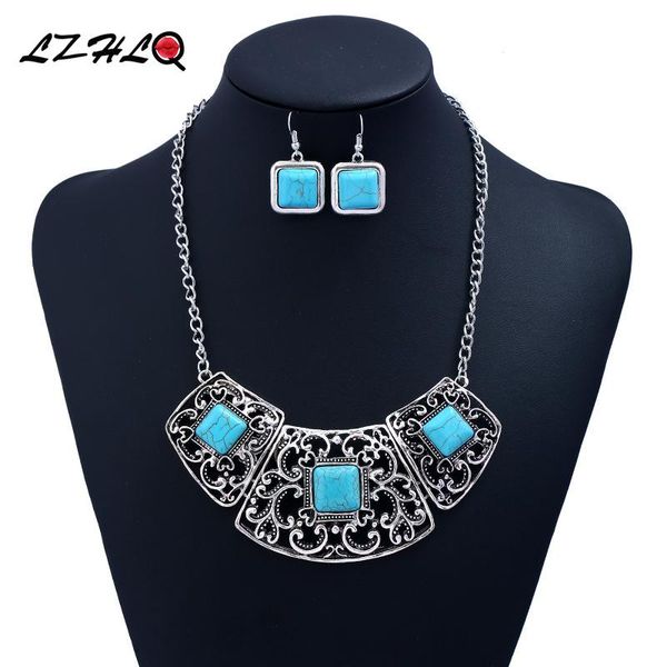 lzhlq big fashion retro geometric alloy hollow synthetic blue stone statement necklace women jewelry factory direct wholesale, Silver
lzhlq big fashion retro geometric alloy hollow synthetic blue stone statement necklace women jewelry factory direct wholesale, Silver