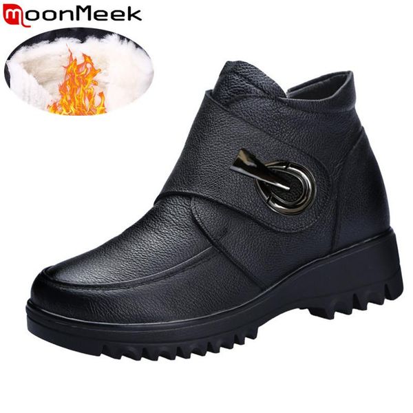 boots moonmeek size 35-41 fashion genuine leather winter round teo slip on ladies wedges ankle keep warm wool snow, Black
boots moonmeek size 35-41 fashion genuine leather winter round teo slip on ladies wedges ankle keep warm wool snow, Black