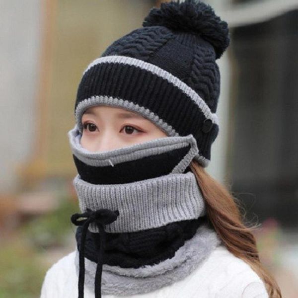 beanie/skull caps 3pcs women winter thicken warm knitted pompom beanie hat cap mask neck scarf set cycling ear protection wool, Blue;gray
beanie/skull caps 3pcs women winter thicken warm knitted pompom beanie hat cap mask neck scarf set cycling ear protection wool, Blue;gray