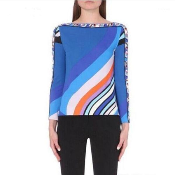 new 2019 spring luxury brands designer women's long sleeve blue geometry printed xxl casual sheath tee1, White
new 2019 spring luxury brands designer women's long sleeve blue geometry printed xxl casual sheath tee1, White