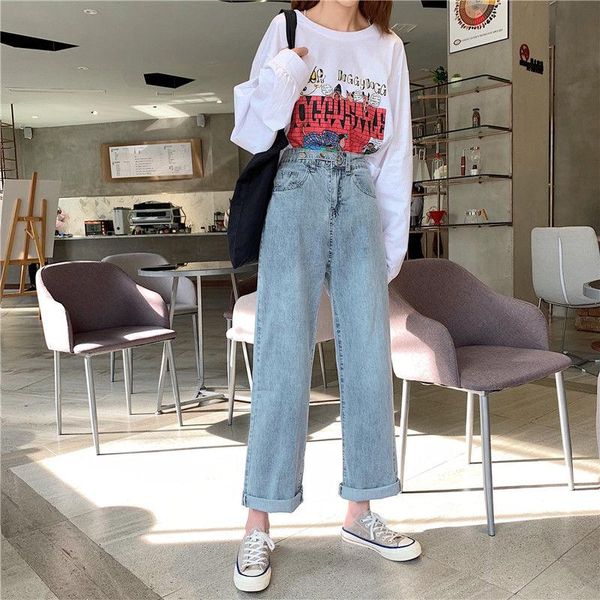 women's jeans 2021 high waisted loose korean student father pants harun radish, Blue
women's jeans 2021 high waisted loose korean student father pants harun radish, Blue