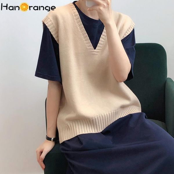 2020 early autumn knitted vest female casual loose sweater sleeveless pullover, Black;white
2020 early autumn knitted vest female casual loose sweater sleeveless pullover, Black;white