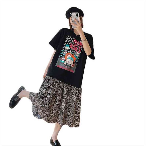 summer dress korean short sleeve woman dress vestidos robe elbise large size patchwork leopard long, Black;gray
summer dress korean short sleeve woman dress vestidos robe elbise large size patchwork leopard long, Black;gray