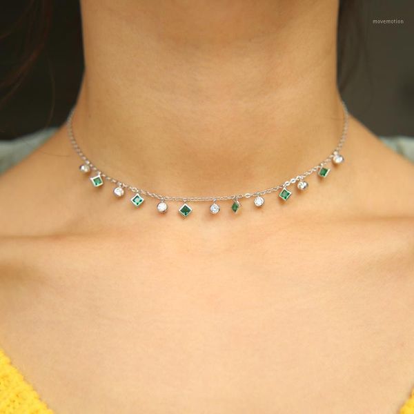 2020 new arrival luxury green white crystal cz drop square charm necklace for women lady choker necklace 33+7cm wedding party1, Silver
2020 new arrival luxury green white crystal cz drop square charm necklace for women lady choker necklace 33+7cm wedding party1, Silver