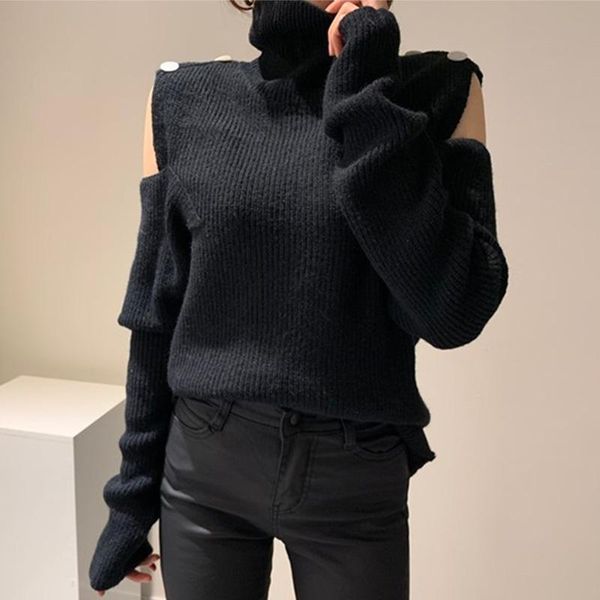 superaen autumn winter solid turtleneck off-the-shoulder button design warm pit strip knitted sweaters for women, White;black
superaen autumn winter solid turtleneck off-the-shoulder button design warm pit strip knitted sweaters for women, White;black