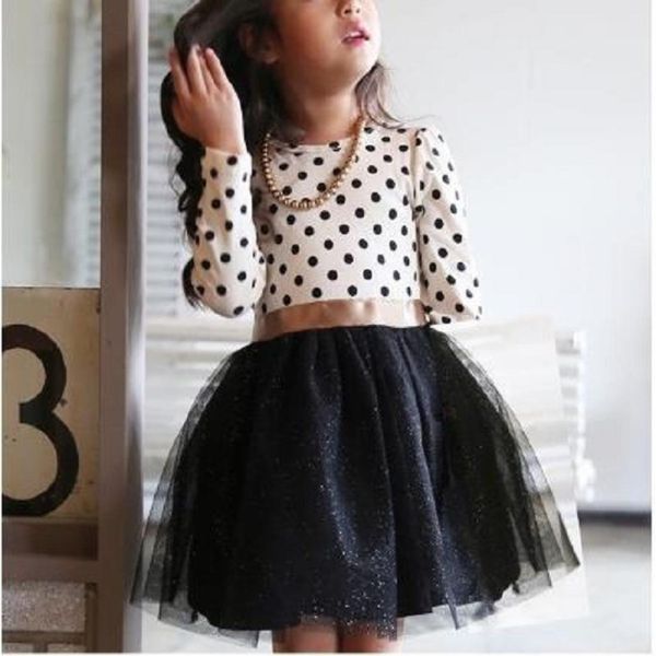 dot pattern long sleeve dress tutu child girl party costume height120cm, Black;white
dot pattern long sleeve dress tutu child girl party costume height120cm, Black;white