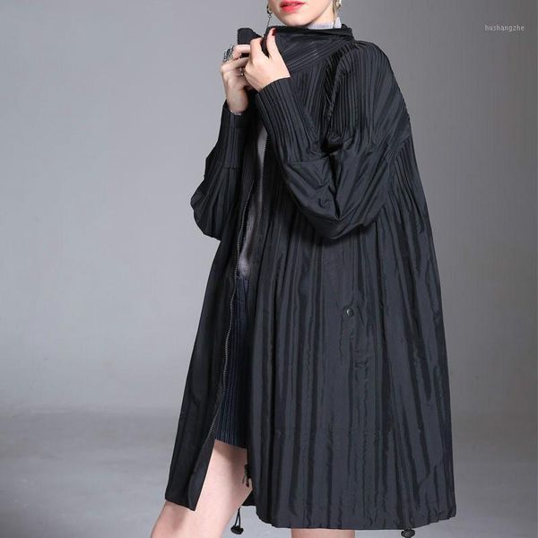 2020 new spring lapel long sleeve black loose zipper big size long pleated jacket women coat fashion tide1, Tan;black
2020 new spring lapel long sleeve black loose zipper big size long pleated jacket women coat fashion tide1, Tan;black