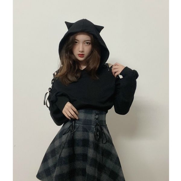 black gothic crop women hoodies and sweatshirt off shoulder lace up hooded pullover cat ears short style tracksuit female 201203
black gothic crop women hoodies and sweatshirt off shoulder lace up hooded pullover cat ears short style tracksuit female 201203