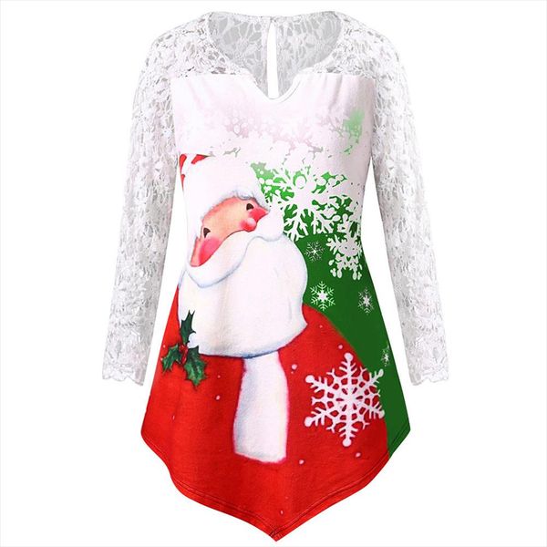 women plus size christmas lace shirt claus print lace tunic tee shirt long sleeve printed christmas clothes camisas de mujer, White
women plus size christmas lace shirt claus print lace tunic tee shirt long sleeve printed christmas clothes camisas de mujer, White