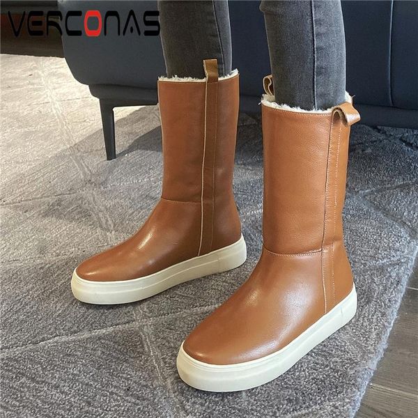 verconas autumn winter warm mid-calf boots for women snow boots platforms flat shoes woman concise casual genuine leather, Black
verconas autumn winter warm mid-calf boots for women snow boots platforms flat shoes woman concise casual genuine leather, Black