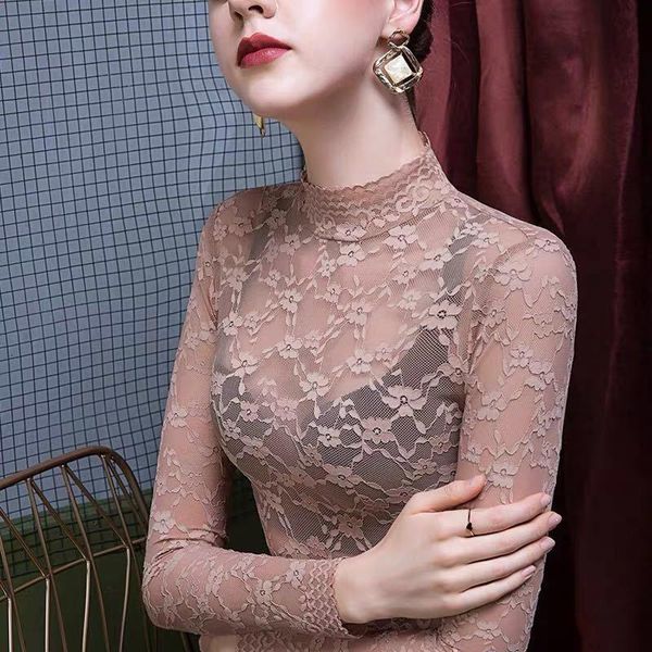 fashion women lace blouse shirt women see-through long sleeve mesh blouses plus size spring summer elastic skinny, White
fashion women lace blouse shirt women see-through long sleeve mesh blouses plus size spring summer elastic skinny, White