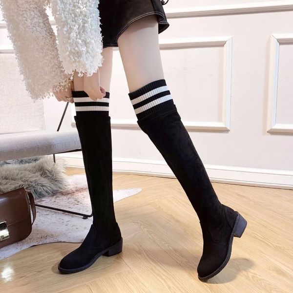 boots 2021 autumn winter warm over-the-knee women's shoes chunky heel semi-high heeled fleece round head long elastic 431, Black
boots 2021 autumn winter warm over-the-knee women's shoes chunky heel semi-high heeled fleece round head long elastic 431, Black