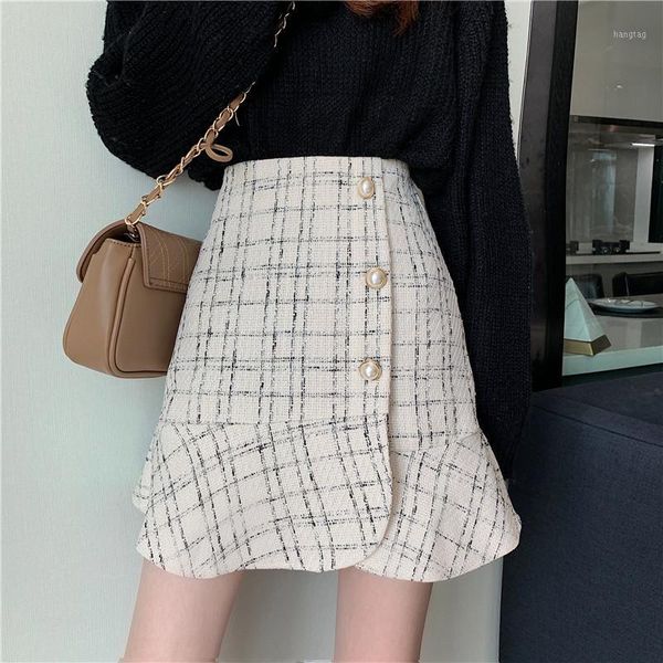 elegant fashion korean wool skirt women autumn winter plaid skirts casual high waist a line hip ruffle hem button mini skirt1, Black
elegant fashion korean wool skirt women autumn winter plaid skirts casual high waist a line hip ruffle hem button mini skirt1, Black