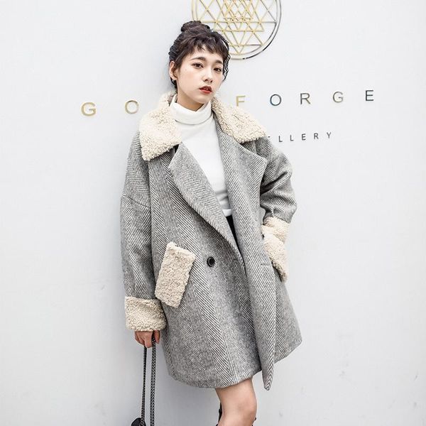 new arrival women retro cashmere collar loose fit cotton coat casual striped double breasted long coats outwear thickness 1, Black
new arrival women retro cashmere collar loose fit cotton coat casual striped double breasted long coats outwear thickness 1, Black