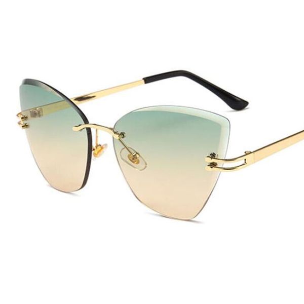 sunglasses fashion luxury gradient cat eye women brand designer shades metal big crystal rimless summer eyewear, White;black
sunglasses fashion luxury gradient cat eye women brand designer shades metal big crystal rimless summer eyewear, White;black
