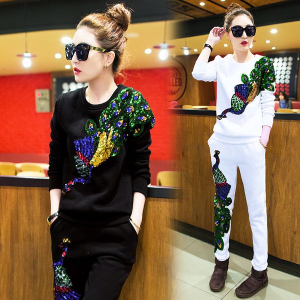 mask women's spring clothing female casual suit peacock cashmere trousers sequins women's tracksuits 2 piece sets female 201009, White
mask women's spring clothing female casual suit peacock cashmere trousers sequins women's tracksuits 2 piece sets female 201009, White