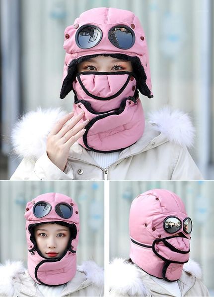 hat with goggles scarf detachable mask winter outdoor lei feng hat windproof cold-proof electric bicycle riding1, Black
hat with goggles scarf detachable mask winter outdoor lei feng hat windproof cold-proof electric bicycle riding1, Black