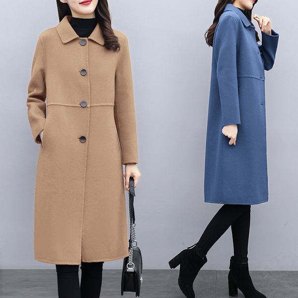 2020 new women's mid-length plus size 4xl slim thick autumn and winter woolen coat femme clothing l1, Black
2020 new women's mid-length plus size 4xl slim thick autumn and winter woolen coat femme clothing l1, Black