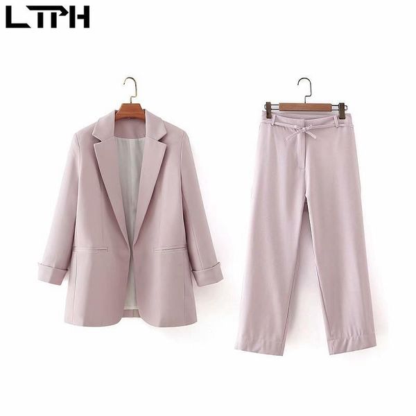 ltph simple none button cardigan blazer coat business casual high waist slim belt pants suits 2 piece set women 2020 autumn new, White 
ltph simple none button cardigan blazer coat business casual high waist slim belt pants suits 2 piece set women 2020 autumn new, White