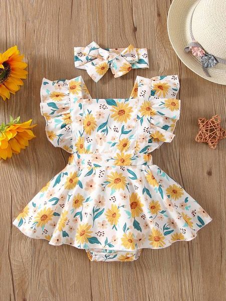 baby allover floral print ruffle trim combo bodysuit dress & headband she, Red;yellow
baby allover floral print ruffle trim combo bodysuit dress & headband she, Red;yellow
