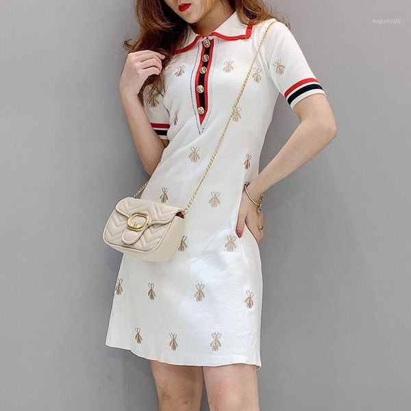 elegant knit dress 2019 turn down collar short sleeve bee embroidery knit short mini dress casual straight black white1, Black;gray
elegant knit dress 2019 turn down collar short sleeve bee embroidery knit short mini dress casual straight black white1, Black;gray