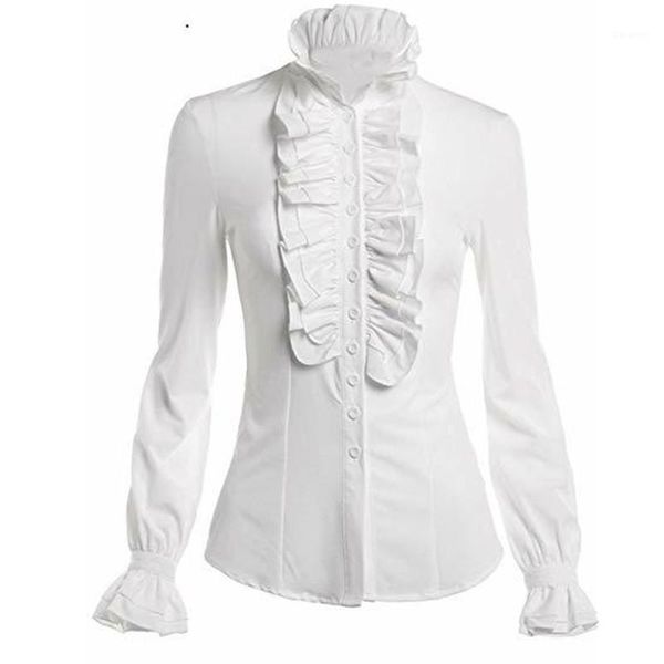 womens high neck ruffles long sleeve frill solid color shirt office frilly cuffs blouse autumn womens new 20201, White
womens high neck ruffles long sleeve frill solid color shirt office frilly cuffs blouse autumn womens new 20201, White