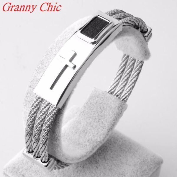 granny chic fashion male cross cable bangles twisted silver color stainless steel jesus cross charm cuff wire bracelets jewelry1, Black
granny chic fashion male cross cable bangles twisted silver color stainless steel jesus cross charm cuff wire bracelets jewelry1, Black