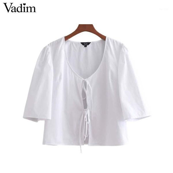 vadim women v neck white blouse sweet bow tie puff sleeve shirt solid female casual chic loose blusas mujer da1941 
vadim women v neck white blouse sweet bow tie puff sleeve shirt solid female casual chic loose blusas mujer da1941