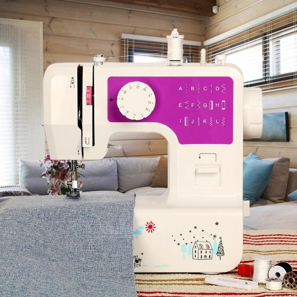 Household Mini Sewing Machine With 12 Different Stitches Adjustable Speed Usb Socket 3 Color Sewing Machine With Night Light