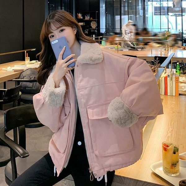 2020 new winter coat korean down cotton women splicing clothes lambswool jacket student loose outerwear female1, Black
2020 new winter coat korean down cotton women splicing clothes lambswool jacket student loose outerwear female1, Black