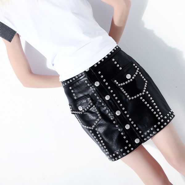 luxury design women punk style clothes buttons pu leather mini bounty fall out solid bones skirt 5z94, Black
luxury design women punk style clothes buttons pu leather mini bounty fall out solid bones skirt 5z94, Black