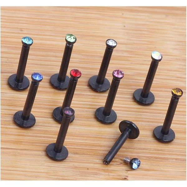 16g black stainless steel internally threaded crystal labret lip ring ball stud chin pier sqchax dh_seller2010
16g black stainless steel internally threaded crystal labret lip ring ball stud chin pier sqchax dh_seller2010