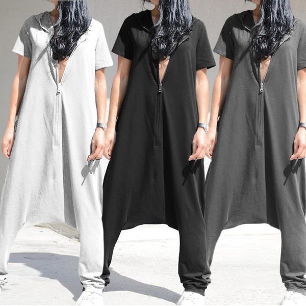 vintage women jumpsuits short sleeve hoodies playsuits casual drop-crotch pantalon zipper long rompers plus size overall, Black;white
vintage women jumpsuits short sleeve hoodies playsuits casual drop-crotch pantalon zipper long rompers plus size overall, Black;white