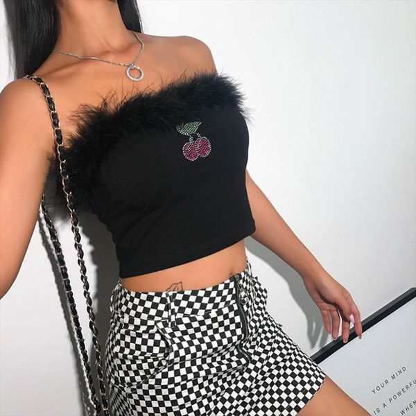 crop women 2020 fashion fleece fur patchwork strapless tube rhinestone cherry pattern female streetwear droopship, White
crop women 2020 fashion fleece fur patchwork strapless tube rhinestone cherry pattern female streetwear droopship, White