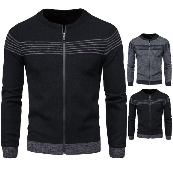 men's sweaters cardigan sweater men spring autumn stripes contrast casual coat all-match fashion o-neck long-sleeved slim male clothes, White;black
men's sweaters cardigan sweater men spring autumn stripes contrast casual coat all-match fashion o-neck long-sleeved slim male clothes, White;black