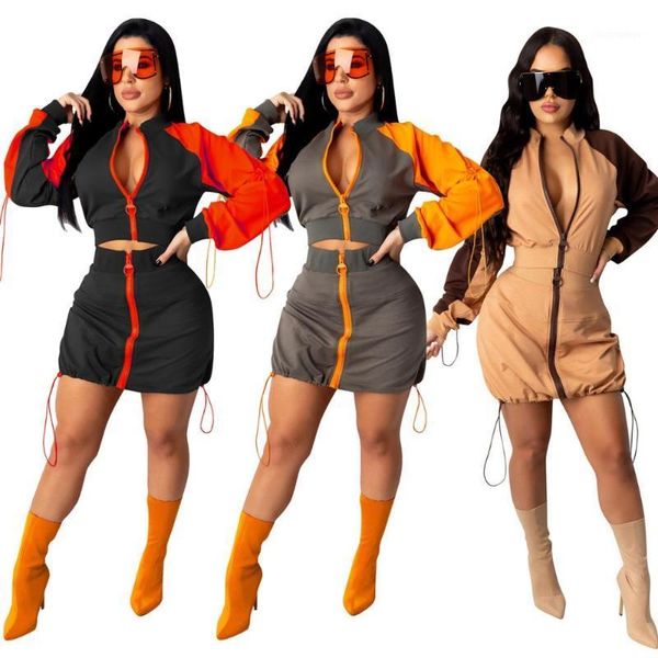 fashion lady long sleeves jacket sets spring autumn contrast colors two pieces long sleeves with zipper mini skirts outfits1, Gray
fashion lady long sleeves jacket sets spring autumn contrast colors two pieces long sleeves with zipper mini skirts outfits1, Gray