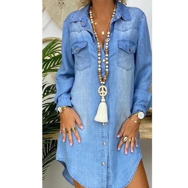 women denim dress autumn casual turn down neck denim party shirts dresses long sleev swing dress vestido clothes, Black;gray
women denim dress autumn casual turn down neck denim party shirts dresses long sleev swing dress vestido clothes, Black;gray