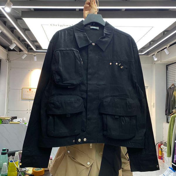 men's jackets high street multi pocket button zipper work clothes denim jacket ins autumn loose coat fashion, Black;brown
men's jackets high street multi pocket button zipper work clothes denim jacket ins autumn loose coat fashion, Black;brown