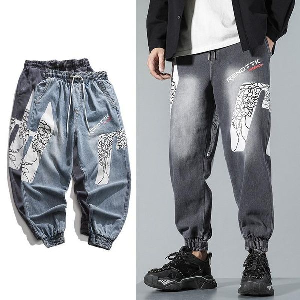 men's jeans japanese style casual retro harem for men print hip hop beam foot pants autumn trousers, Blue
men's jeans japanese style casual retro harem for men print hip hop beam foot pants autumn trousers, Blue