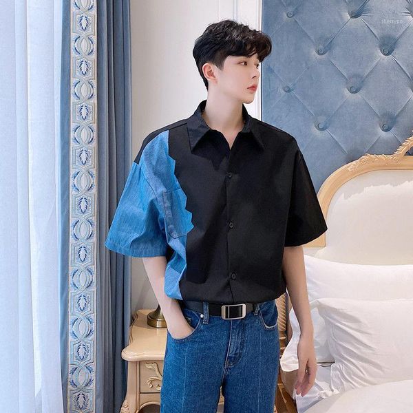 2020 men's design denim stitching hawaiian shirt fashion loose short sleeve shirt streetwear camisa masculina shirts size -xl1, White;black
2020 men's design denim stitching hawaiian shirt fashion loose short sleeve shirt streetwear camisa masculina shirts size -xl1, White;black