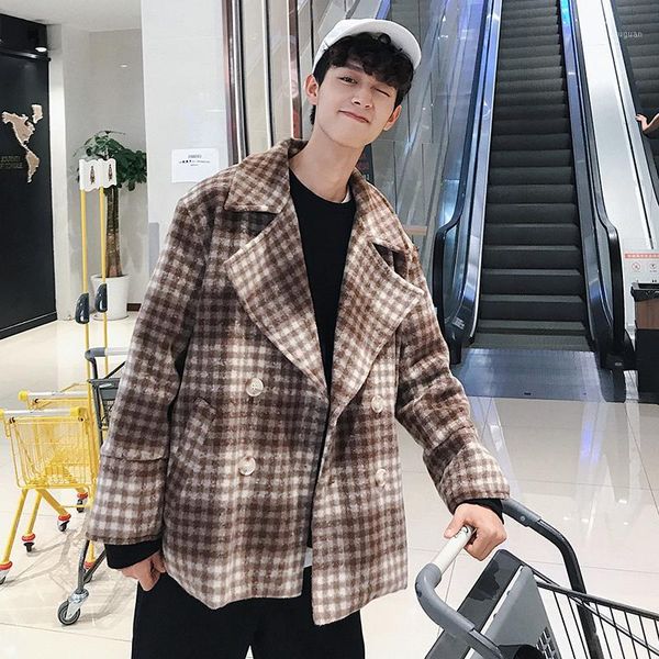 autumn and winter men's new fashion casual loose long-sleeved plaid temperament personality cotton polyester wool lapel coat1, Black
autumn and winter men's new fashion casual loose long-sleeved plaid temperament personality cotton polyester wool lapel coat1, Black