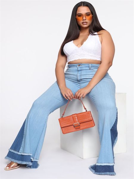 3y european-american extra-large size fashion stitching jeans women bigfoot bell bottoms, Blue
3y european-american extra-large size fashion stitching jeans women bigfoot bell bottoms, Blue