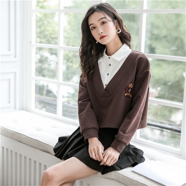 autumn sweatshirt women hoodies casual long sleeve streetwear fashion korean short polo collar shirts pullovers female 201203, Black
autumn sweatshirt women hoodies casual long sleeve streetwear fashion korean short polo collar shirts pullovers female 201203, Black