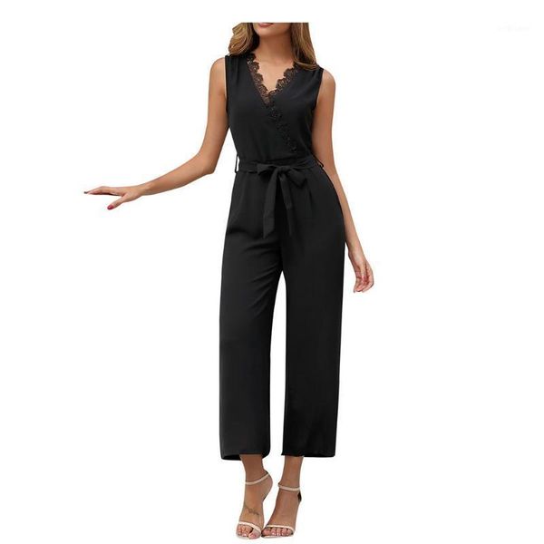 women's black jumpsuit solid color lace trim sleeveless jumpsuit playsuit casual waist summer party1, Black;white
women's black jumpsuit solid color lace trim sleeveless jumpsuit playsuit casual waist summer party1, Black;white